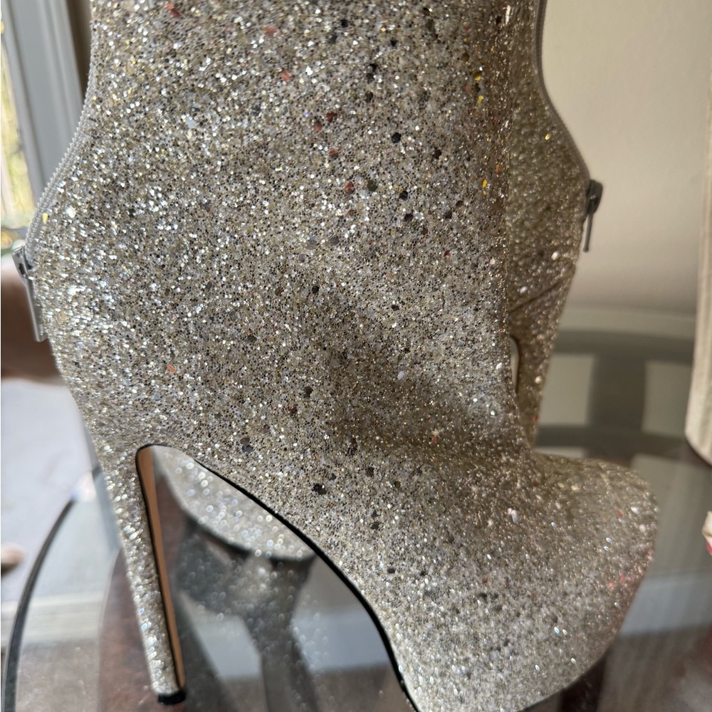 Lemon Drop Silver Glitter Women's Ankle Boots
